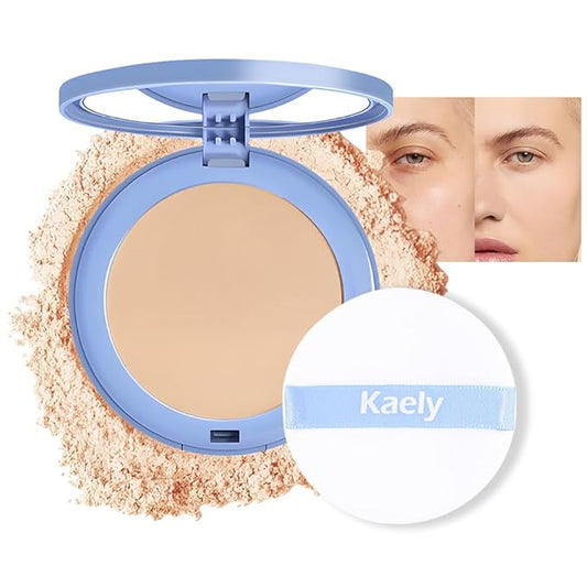 evpct Kaely Oil Control Pressed Face Powder, Get Smooth Flawless Fine Lines and Lightweight Finishing Foundation, Control Shine Long Lasting Waterproof Face Setting Powder Cosmetic, 05 Ivory Buff-BrightBean Baby