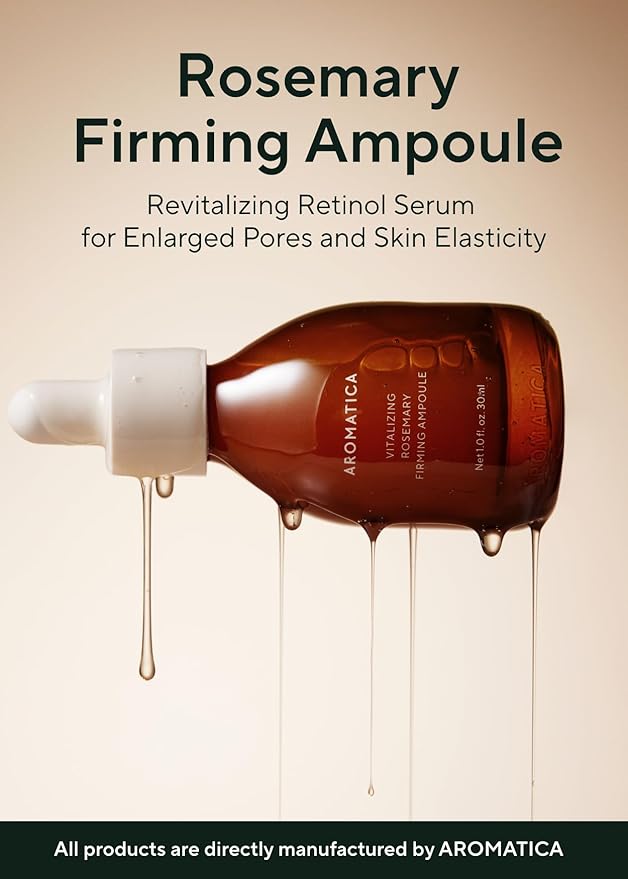 AROMATICA Vitalizing Rosemary Firming Ampoule Serum 30ml - Skin Revitalizing Retinol Serum for Face, Moisturizing & Strengthening Skin Barrier-BrightBean Baby