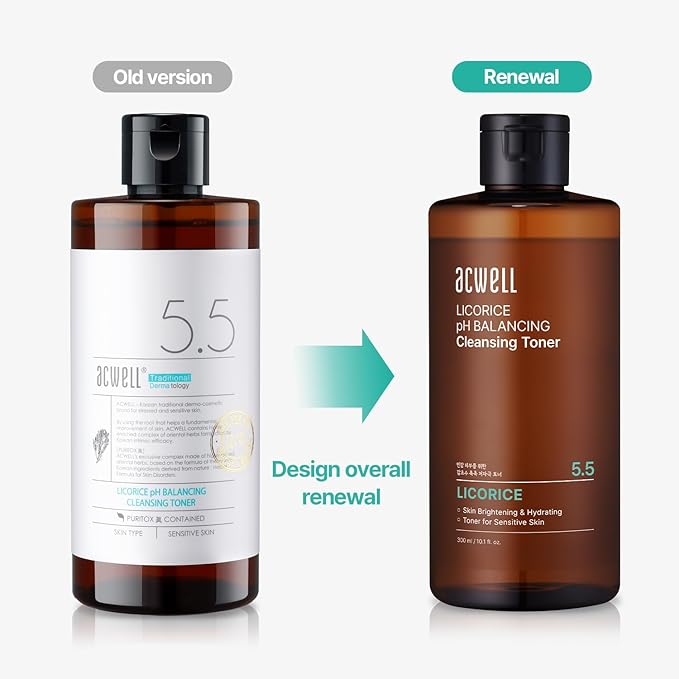 ACWELL Licorice pH Balancing Korean Toner for Cleansing 10.14 fl.oz. - Alcohol-Free PH5.5 Hydrating Facial Astringent - Skin Clarifying & Hydration Boosting Toner-BrightBean Baby
