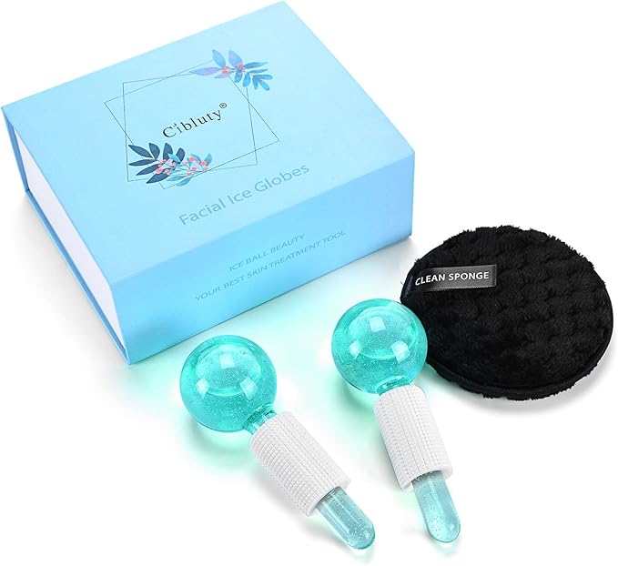Ice Globes for Facials- Freezer Free Face Rollers with Essence for Daily Beauty Routines, Skin Massagers Globes Durable Quartz Glass for Reduce Puffiness Skin Cooling (Update Green)-BrightBean Baby
