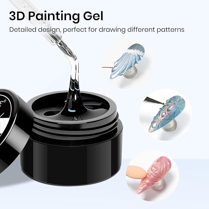 MIZHSE 30g/1oz Solid Builder Gel for Nails and 15g 3D Painting Gel, Clear Hard Gels for Nails Sculpting Nails Art Soak Off U V LED Builder Salon Home DIY Manicure-BrightBean Baby