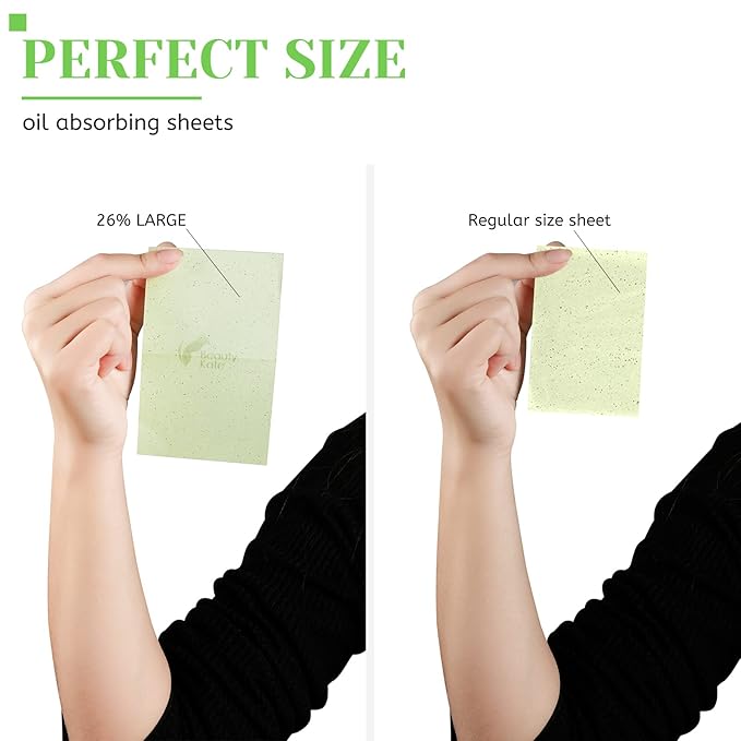 Oil Blotting Sheets for Face - Green Tea,26% Larger,3pk/300 Natural Blotting Paper for Oily Skin,Makeup Friendly Oil Absorbing Sheets,Easy To Grab One-BrightBean Baby