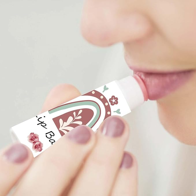 CRASPIRE 80Pcs 8 Styles Lip Balm Sticker Rainbow Self-Adhesive Homemade Lip Balm Labels Vintage Square DIY Label Stickers for Lip Balm Containers Cosmetics Lipsticks-BrightBean Baby