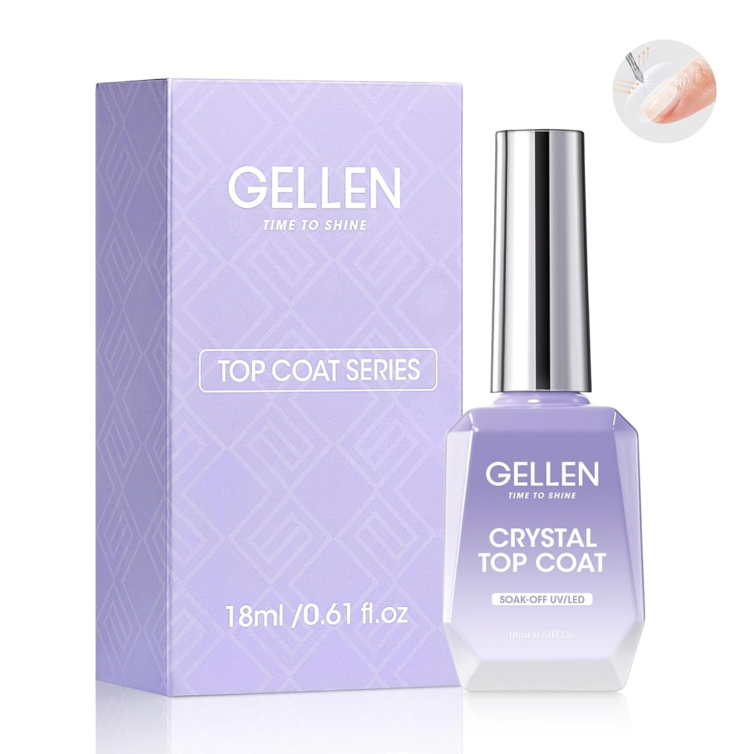 Gellen 18ml Gel Top Coat, Superior High Gloss Shiny Nail Polish Finish, Long Lasting Top Coat for DIY Nail Art Manicure-BrightBean Baby