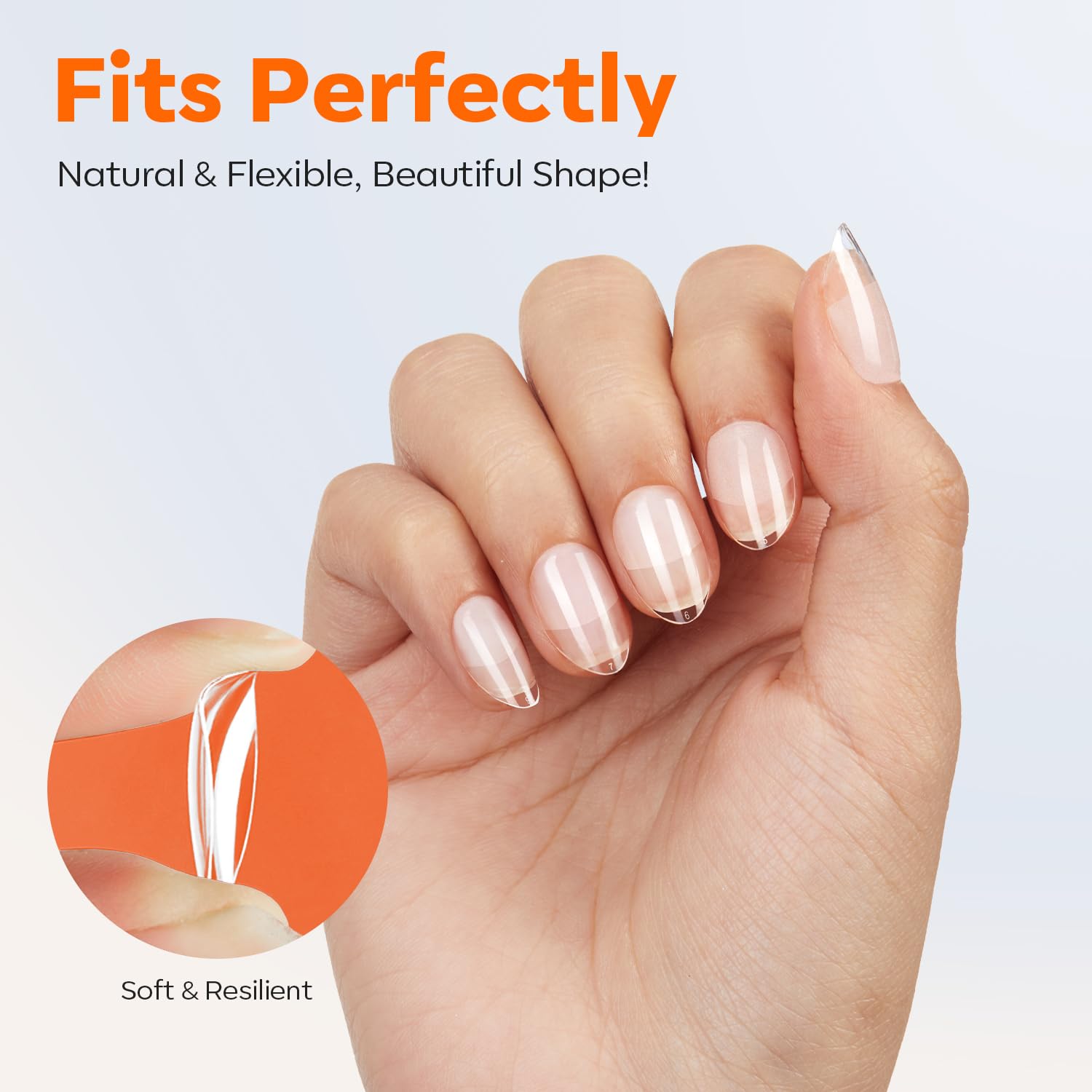 modelones Extra Short Almond Nail Tips, Pre-shaped Tips x Gel Soft Fake Nails False Acrylic Clear Full Cover Press on Extension Kit x Gel Manicure DIY at Home 216PCS 12Sizes-BrightBean Baby