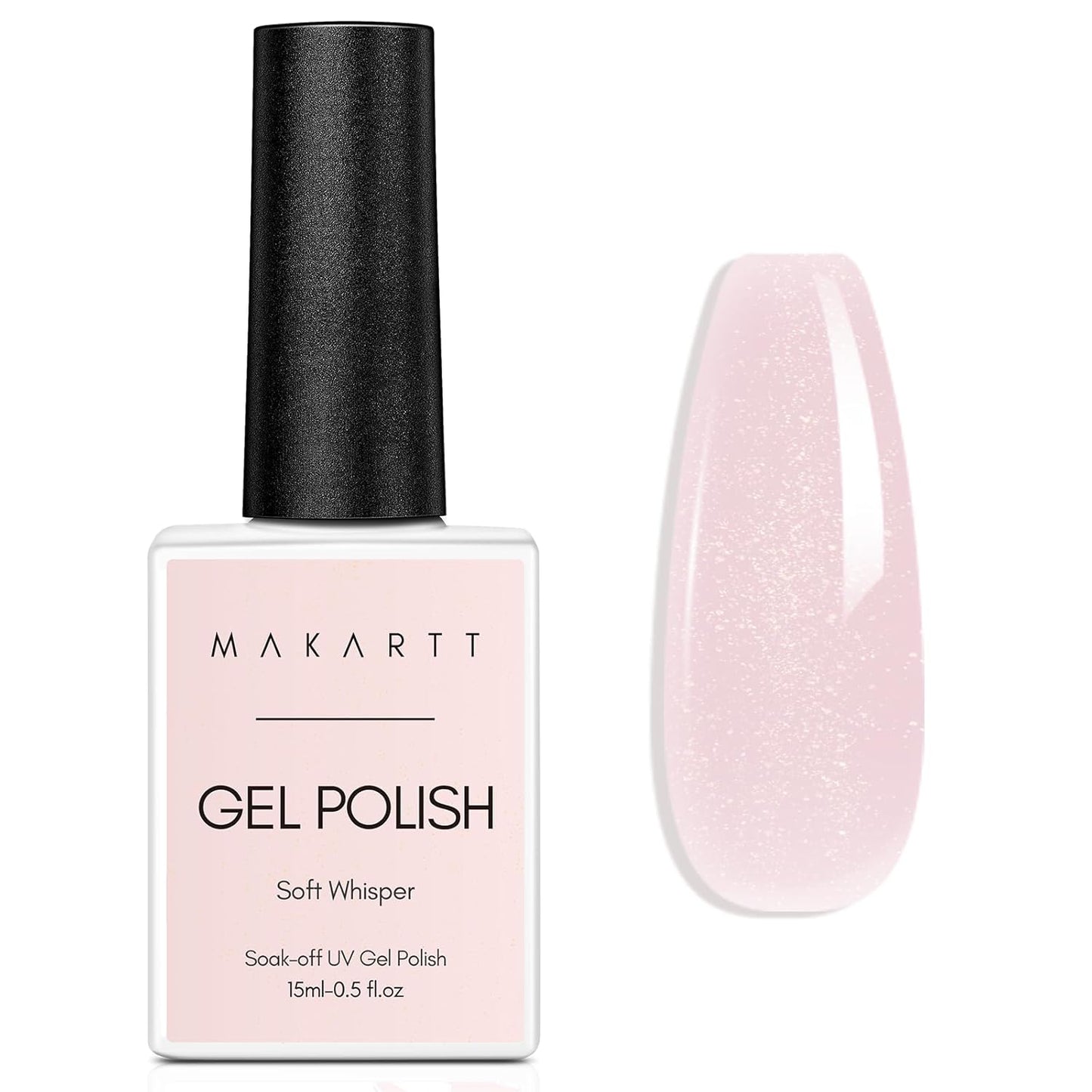 Makartt Gel Nail Polish: Jelly Pink Gel Polish Glitter Natural Nude Soak Off UV/LED Gels for DIY Manicure & Nail Art Designs, Home & Salon Use - Soft Whisper 15ml-BrightBean Baby