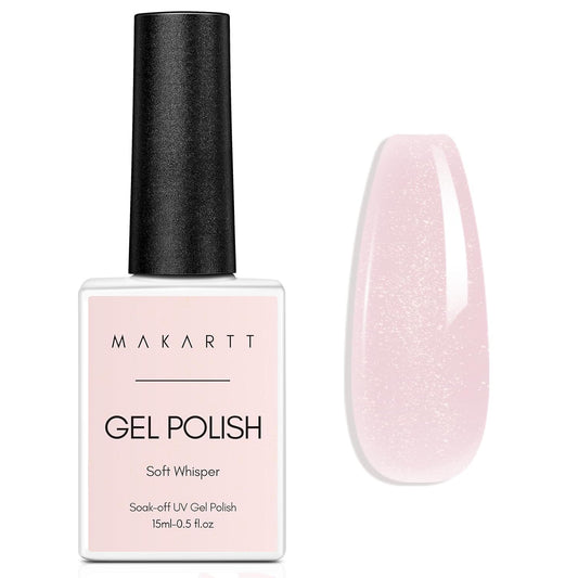 Makartt Gel Nail Polish: Jelly Pink Gel Polish Glitter Natural Nude Soak Off UV/LED Gels for DIY Manicure & Nail Art Designs, Home & Salon Use - Soft Whisper 15ml-BrightBean Baby