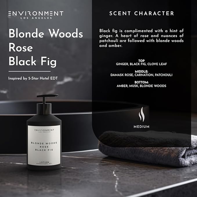 ENVIRONMENT Inspired by 5-Star Hotels EDT Lotion, 300ml Luxury Scented Lotion (Blonde Woods | Rose | Black Fig) Bathroom Luxury, Men & Women High-End Body Lotion, Hand Cream, Dry Skin Treatment-BrightBean Baby