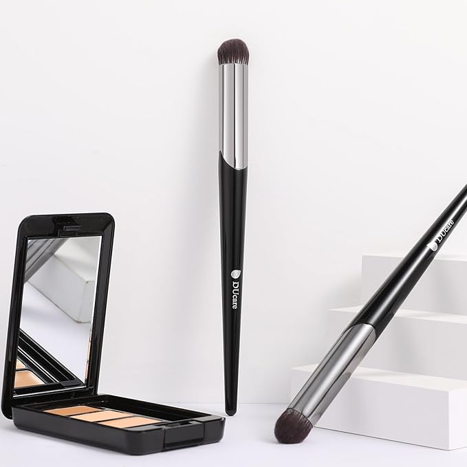 DUcare Tapered Small Concealer Brush Under Eye, Nose Contour Brush Mini Makeup Brushes Ideal for Liquid, Cream, and Powder Concealer(V03)-BrightBean Baby