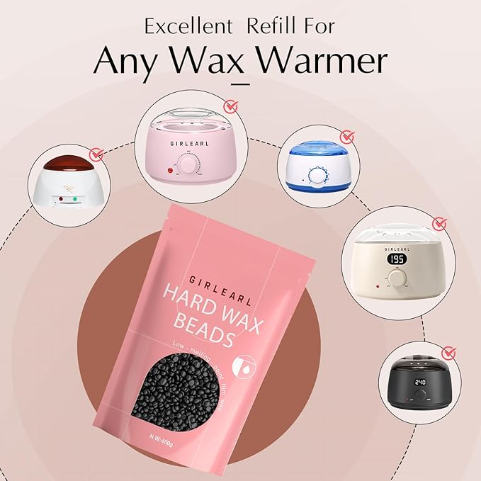 Hard Wax Beads, 1lb Wax Beans for Hair Removal, Hard Wax for Sensitive Skin at Home, Wax Refill Perfect for Legs, Facial, Brazilian Bikini, Eyebrow and Full Body for Women and Men (Black)-BrightBean Baby