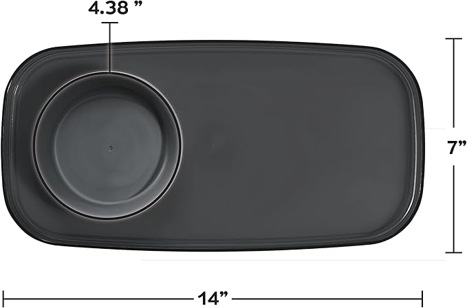 madesmart dipware Small Serving Plate, Collapsible & Removable Dip Bowl for Salsa, Queso, Salad, Olives, Premium Dishwasher & Microwave Safe, Multipurpose Plate & Bowl, Carbon