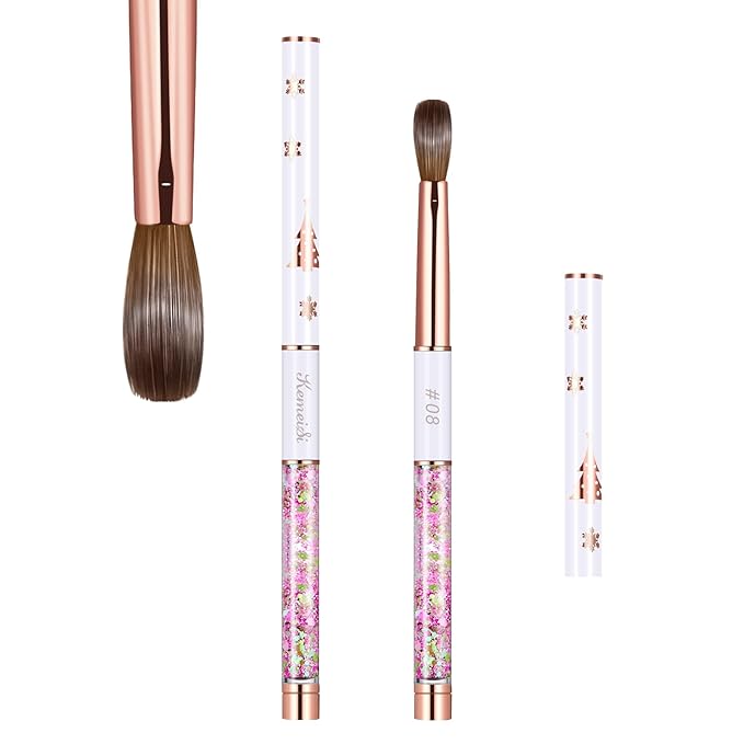 Acrylic Nail Brush Size 8,KEMEISI 100% Pure Kolinsky Nail Art Brushes Sturdy Handle Oval Shaped Acrylic Powder Nail Design Tools for Professional Manicure DIY Home Salon (White)-BrightBean Baby