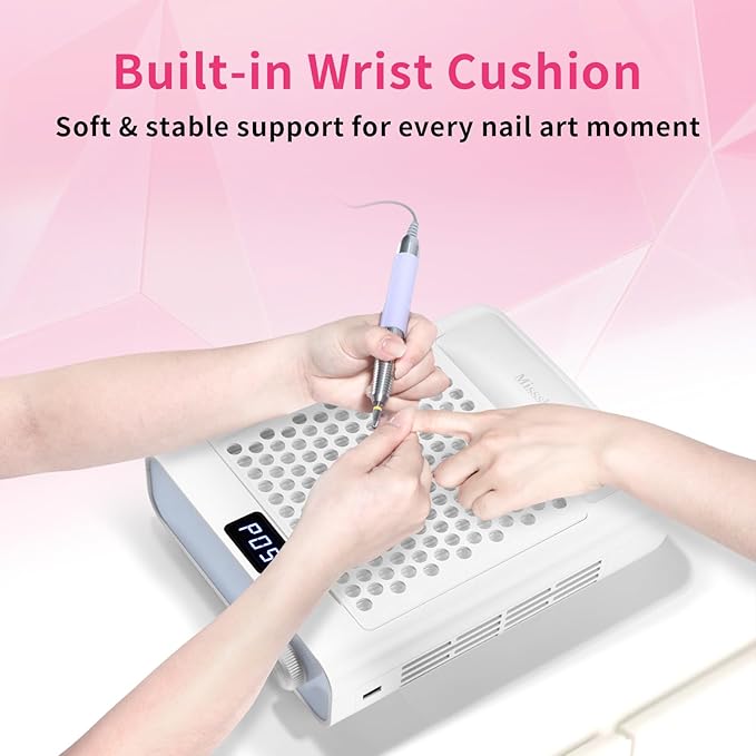 Missshine Dust Collector with Armrest – Professional 5-Speed Low Noise Vacuum Fan for Nail Techs – Powerful Suction with 10 Filter Papers for Salon & Home Use-BrightBean Baby