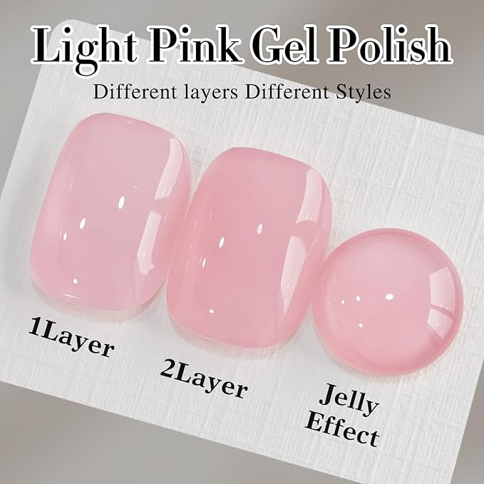 Double Rhythm 0.5Oz Translucent Gel Polish Sheer Neutral Natural Light Milky Same Color Same Bottle 15ML Jelly Gel Polish Art DIY at Home (Milky Pink-A1401)-BrightBean Baby
