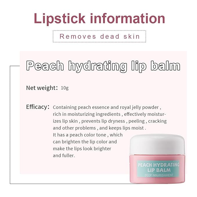 4 In 1 Peach Lip Care Kit With Lip Exfoliator Scrub And Moisturizer, Peach Scrub Bubble, Hydrating Lip Mask, Lip Scrubs Gentle Exfoliating, Instant Moisturizing, Lip Balm Hydrating For Very Dry Lips-BrightBean Baby