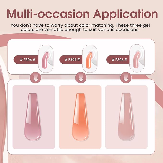 JEWHITENY Poly Extension Gel Nail Set Clear Pink Poly Nail Gel With Slip Solution Base Coat Top Coat French Manicure Need U V Lamp Curing for Finger Art and Home DIY-BrightBean Baby