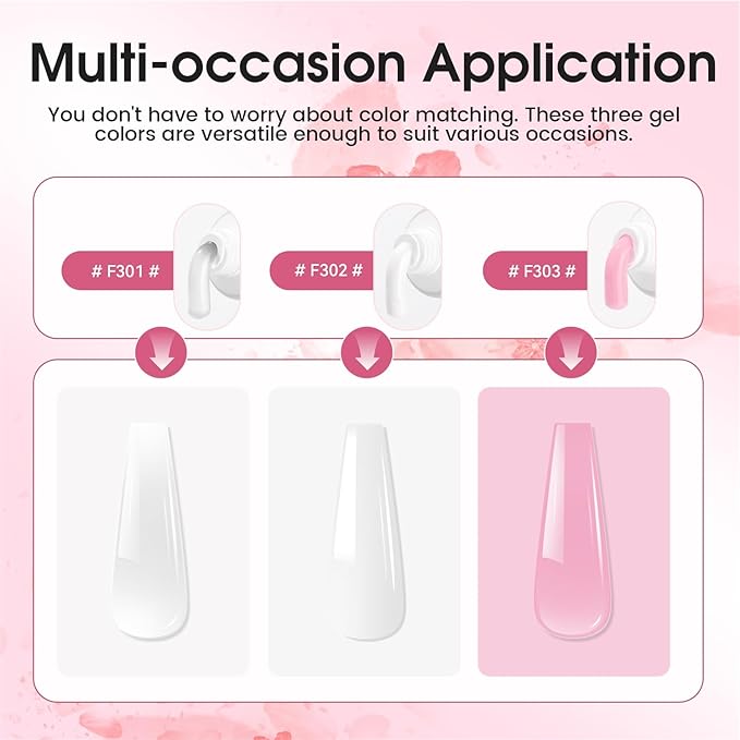 JEWHITENY Poly Extension Gel Nail Set Clear White Pink Poly Nail Gel With Base Coat Top Coat for Finger Art and Home DIY French Manicure Need U V Lamp Curing-BrightBean Baby
