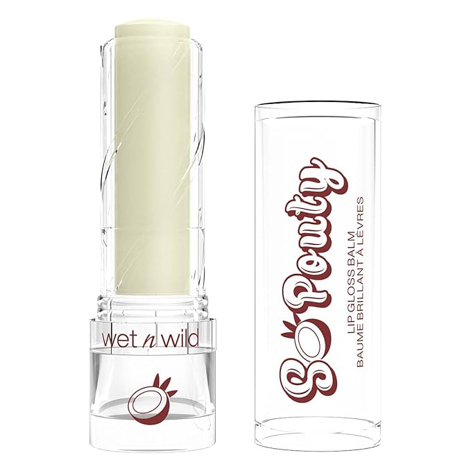 wet n wild Perfect Pout So Pouty Shine Tinted Lip Balm Coconut Flavored, Hyaluronic Acid, Vegan Collagen, Moisturizing For Dry Lip Care, Clear-BrightBean Baby