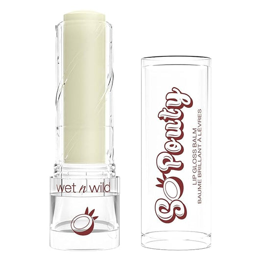 wet n wild Perfect Pout So Pouty Shine Tinted Lip Balm Coconut Flavored, Hyaluronic Acid, Vegan Collagen, Moisturizing For Dry Lip Care, Clear-BrightBean Baby