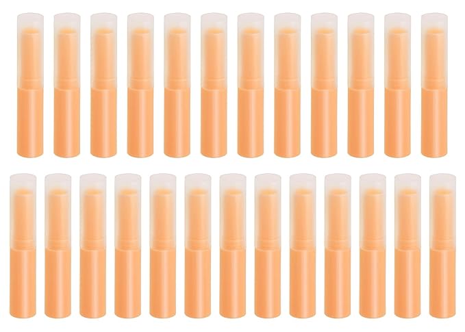 0.14oz Empty Flavored Lip Balm Container Tubes Plastic Homemade Moisturizing Lip Stick with Caps Bulk Fit for Women Adult DIY Making Supplies, 25 Count (Orange)-BrightBean Baby