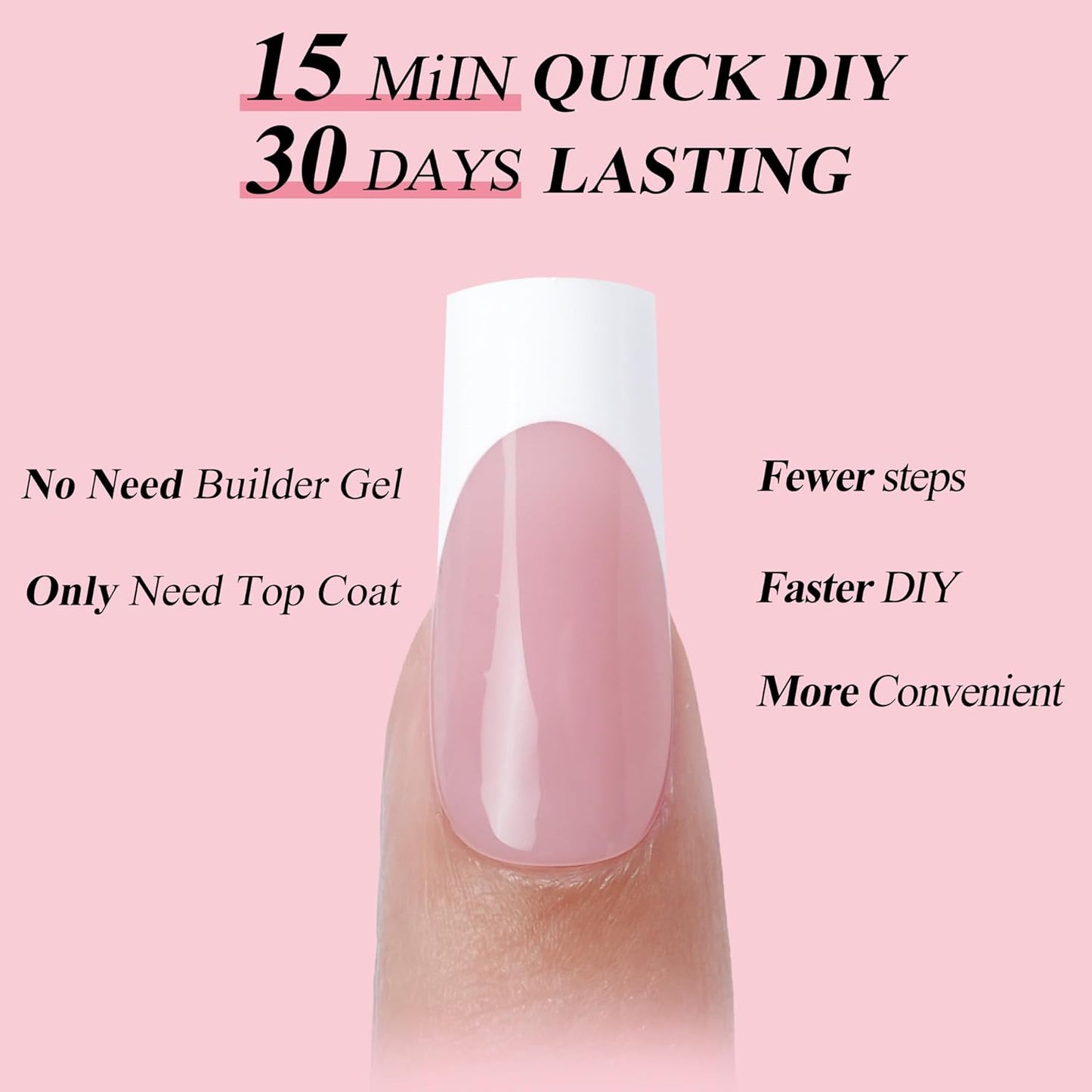 French Gel Nail Tips - Jofay Fashion French Tip Press on Nails, 10-Piece Set 320Pcs Pink long Square Nail Tips, No Need to File 3 in 1 Acrylic Fake Nails for Nail Art DIY & Nail Extension, 16 Sizes-BrightBean Baby