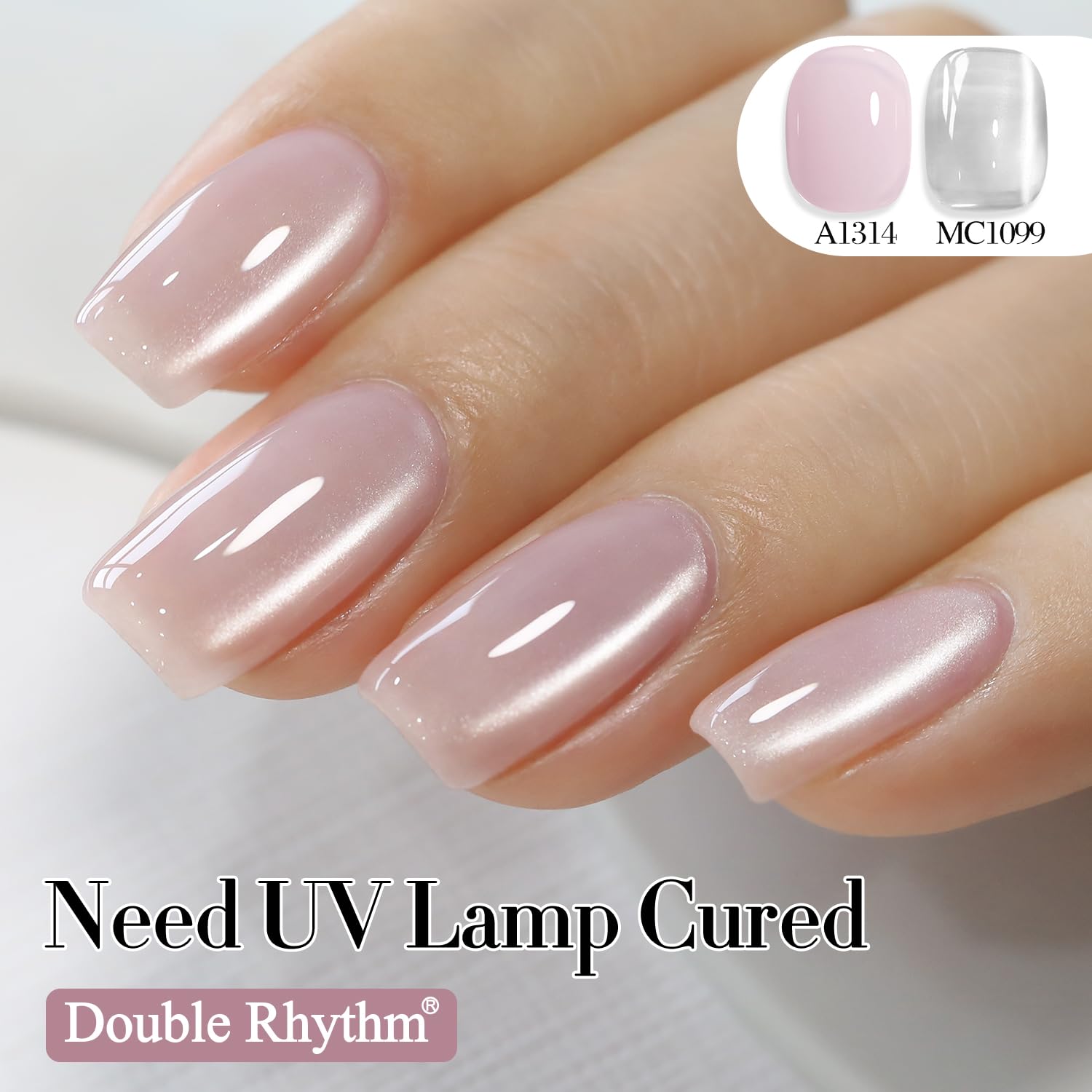 Double Rhythm Jelly Glass Cat Eye Gel Polish with Magnet 15ML Holographic Glitter Shimmer Translucent Sheer Color Magnetic Nail Polish Salon DIY at Home (Jelly Silver-MC1099)-BrightBean Baby