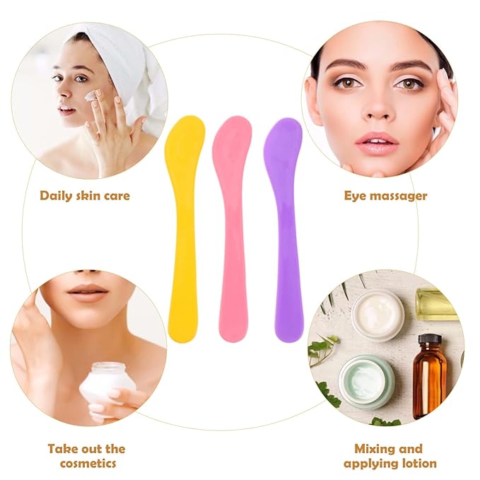 Healifty 10 Pcs makeup spatula plastic makeup DIY Accessories Facial Cream Spatulas Cream Spoon DIY Makeup Spatula small spoons Spatula Premium makeup spatula tool 15c cosmetic applicator-BrightBean Baby