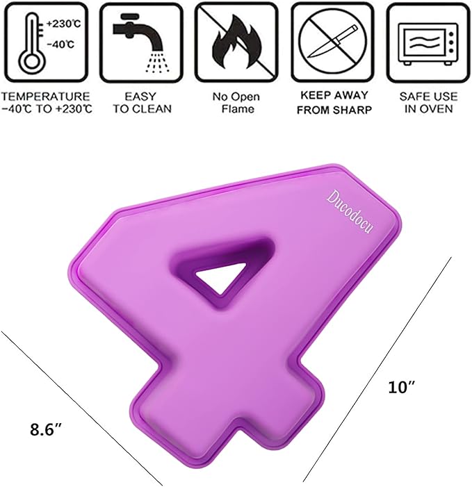 Ducodocu Large Silicone Number Cake Mould 3D Novelty Cake Pan DIY Baking Mold for Birthday Anniversary Number of 4