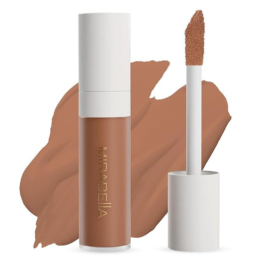 Mirabella Invincible For All Perfecting Under Eye Concealer Full Coverage - Hydrating Makeup Concealer for Dark Circles, Fine Lines & Wrinkles w/Hyaluronic Acid - Deep D200-BrightBean Baby
