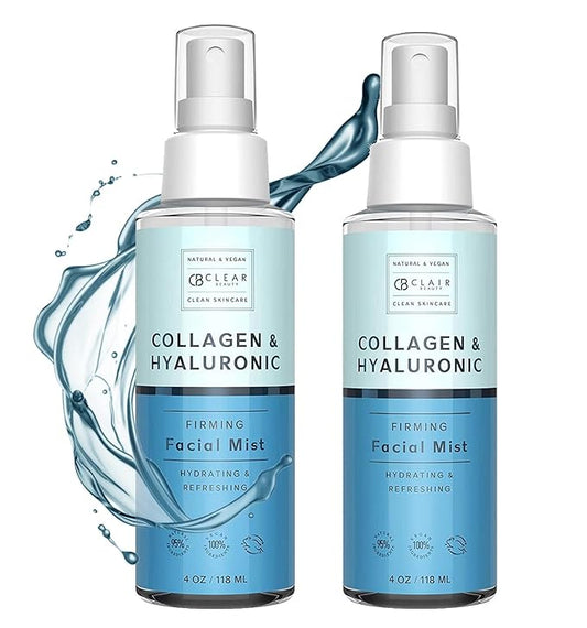 Hyaluronic Acid & Collagen Face Mist - Dermatologist Tested, Moisturizes & Tones Skin, Anti-Aging, Natural Ingredients, Cruelty-Free Korean Skin Care - All Skin Types - 4 OZ (2 Pack)-BrightBean Baby