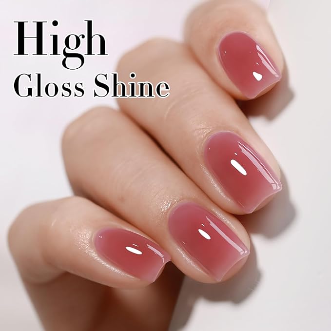 Double Rhythm 0.50 OZ Translucent Gel Polish Same Color Same Bottle Sheer Pastel Neutral Natural Milky 15 ML Jelly UV Nail Art DIY at Home (Deep Purple Pink-A1513)-BrightBean Baby