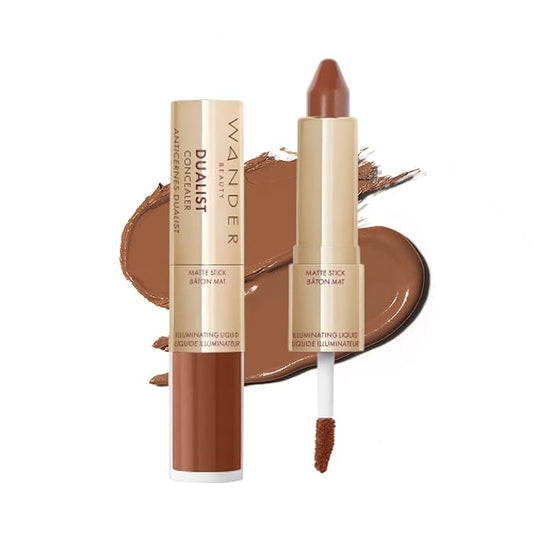 Wander Beauty Dualist Matte and Illuminating Concealer Makeup - Ebony - Dual-Ended Matte Concealer Stick + Liquid Concealer - Full Coverage Concealer Brightens & Hydrates Under Eyes - 0.28 fl oz-BrightBean Baby