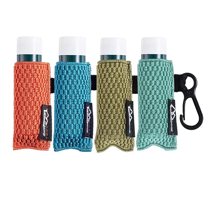 WKieason Lip Balm Holder Sleeve with Keychain Clip-on Lipstick Sleeve Holder Tight-knit Elastic Holder Pack of 4 (Orange/Blue/Olive/Green)-BrightBean Baby