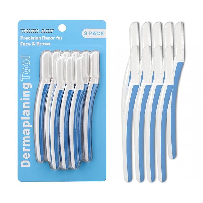 Face Razors for Women, Dermaplane Razor for Women Face, Eyebrow Razor, Dermaplaning Tool, Skin Safe Microblades, Peach Fuzz Remover (9ct, Aegean Frost)-BrightBean Baby