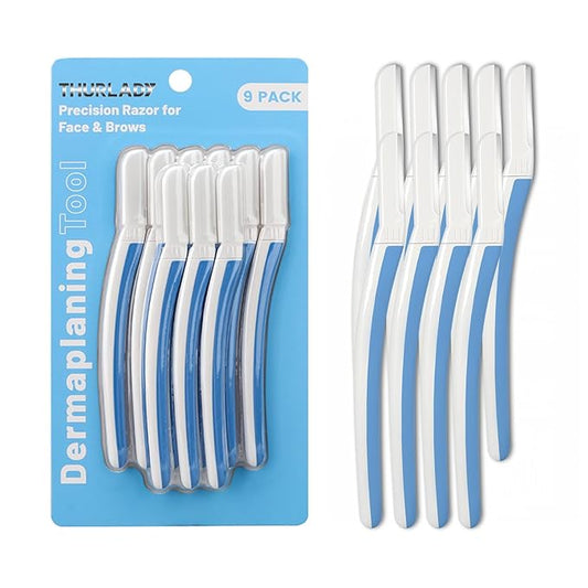 Face Razors for Women, Dermaplane Razor for Women Face, Eyebrow Razor, Dermaplaning Tool, Skin Safe Microblades, Peach Fuzz Remover (9ct, Aegean Frost)-BrightBean Baby