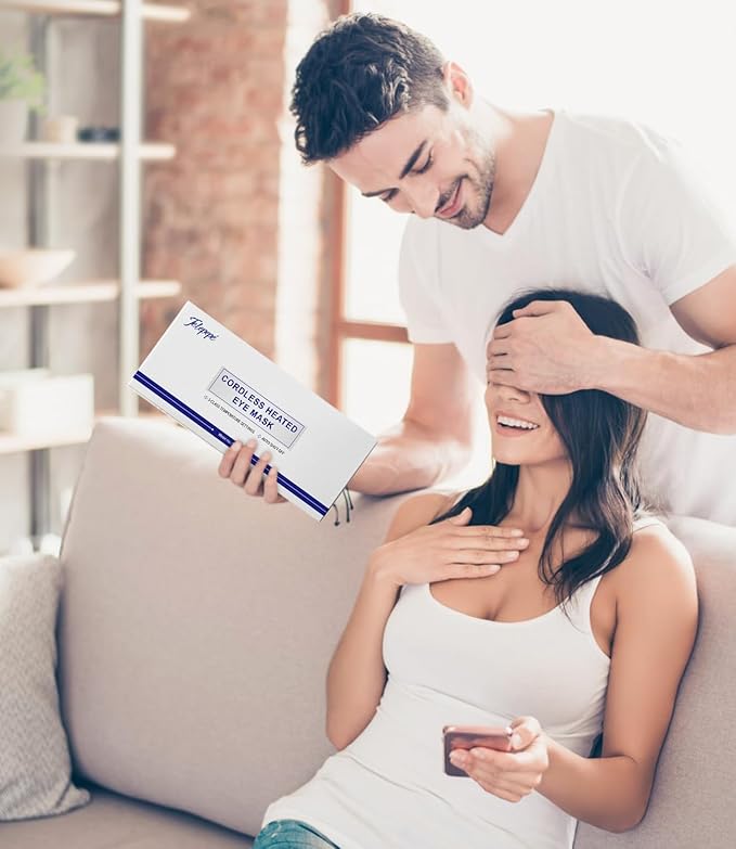 Heated Eye Mask for Dry Eyes, Cordless Warm Eye Compress, Styes, Blepharitis, 1000mAh, 3 Heat Levels, Electric, Light-Blocking, Washable Cover, Travel (Gray)-BrightBean Baby