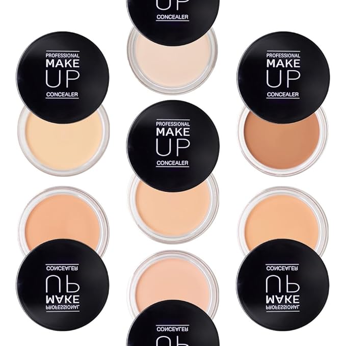 Pot Concealer with Makeup Brush Set,Tattoo Color Correcting Concealer,Full Face Color Correcting Conceal Foundation,Under Eye Concealer Brightener Dark Eye Ring corrector de ojeras (05-MEDIUM HONEY)-BrightBean Baby