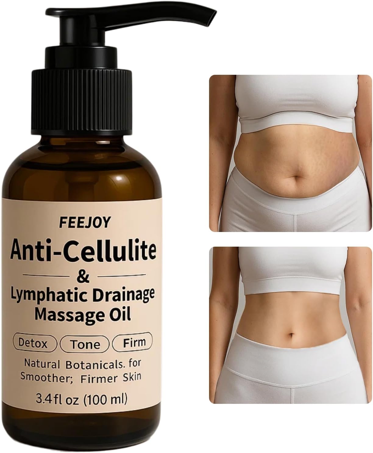 Body Oil & Massage Oil, Body Firming Oil for Cellulite, Lymphatic Drainage, Skin Tightening & Stretch Marks, Massage Oil for Massage Therapy for Leg, Hip, Arm & Belly, Daily or After Shower Use-BrightBean Baby