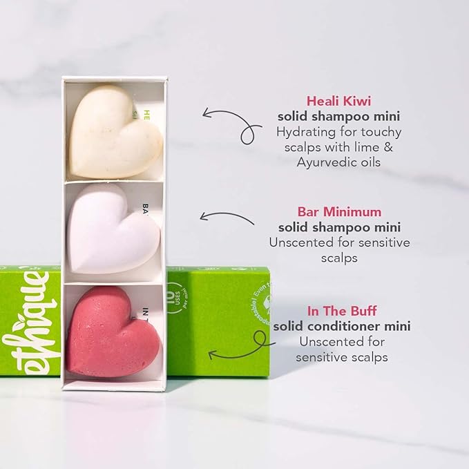Ethique Discovery Pack for Touchy Scalps - Shampoo & Conditioner - Plastic-Free, Vegan, Cruelty-Free, Eco-Friendly, 3 Travel Bars, 1.59 oz (Pack of 1)-BrightBean Baby