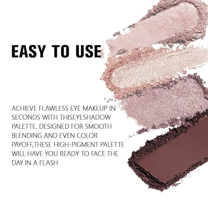 4 Colors Dark Brown Champagne Rose Gold Eye Shadow Powder Palette Makeup, Neutral Matte Shimmer Cream Quads Eyeshadow Palette for Women Highly Pigmented Waterproof, paleta de sombras de ojos 11-BrightBean Baby