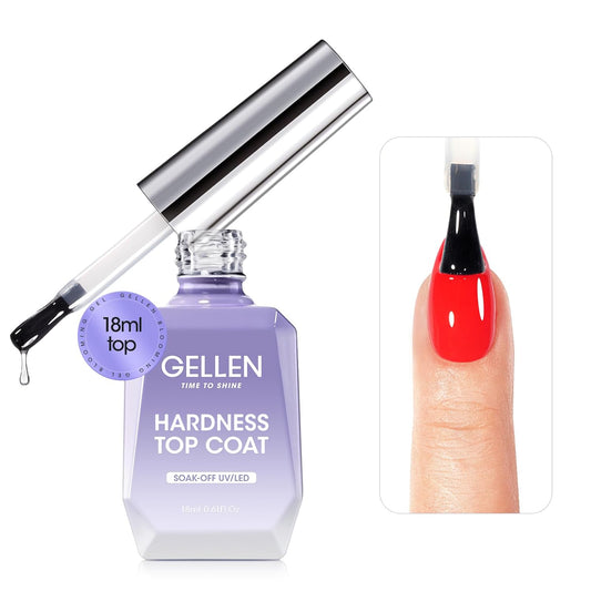 GELLEN No Wipe Gel Top Coat, 18ml Tempered Scratch Resistant Clear Nail Polish Finish, Soak Off UV Lamp Top Gel, High Gloss Shiny & Long Lasting Top Coat for Starter Nail Salon Art DIY Manicure-BrightBean Baby