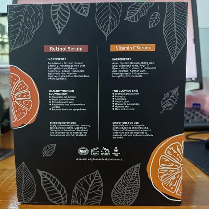 Kumi Beauty. K-Beauty Serums ~ 3 in 1 Gift Box ~ ||| Set: 2 Face Serums (Vitamin C + Retinol) + 1 Rose Quartz Roller.-BrightBean Baby