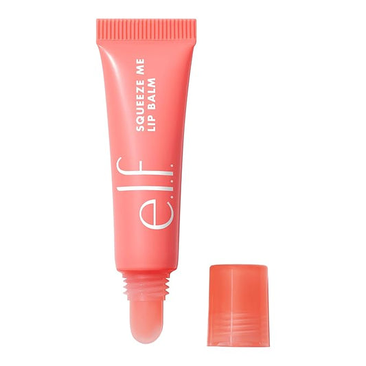 e.l.f. Squeeze Me Lip Balm, Moisturizing Lip Balm For A Sheer Tint Of Color, Infused With Hyaluronic Acid, Vegan & Cruelty-free, Strawberry-BrightBean Baby