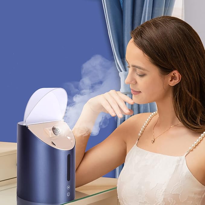 Facial Steamer DENFANY Nano Steamer Ionic Hot & Cool Mist Home SPA | 8 Steam Modes | Aromatherapy Basket | Digital LCD Screen | Extraction Set-BrightBean Baby