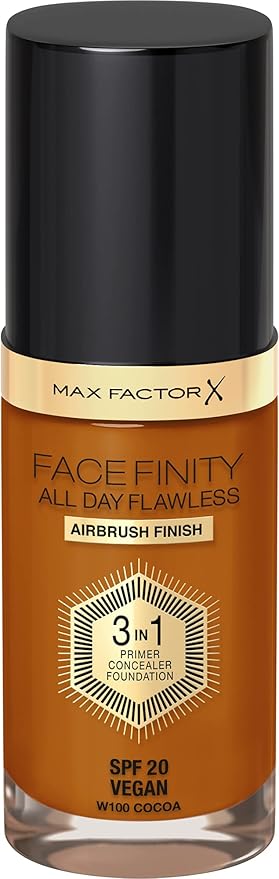 Max Factor Facefinity All Day Flawless 3 In 1 Foundation SPF 20, No. 100 Sun Tan-BrightBean Baby