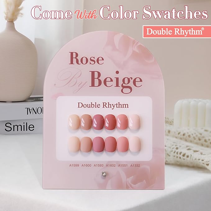 Double Rhythm 6 Pcs 15 ML Gel Polish Set Same Color Same Bottle Soak Off Gel Polish Kit Nail Art Manicure Salon DIY at Home for Women (Rose Beige Nude Cream Rose Coral-T6-20)-BrightBean Baby