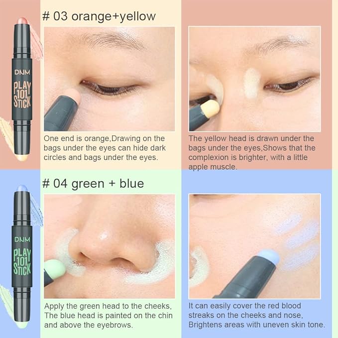 5Pcs Cream Contour Sticks Makeup Kit,Primer Face Makeup Highlighter Stick Contouring Makeup Kit for Beginners,Highlight and Contour Kit,Cream Concealer Makeup Blur Stick-BrightBean Baby