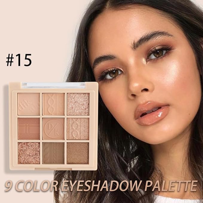 9Colors Neutral Eye Shadow Palette Eyeshadow Kit Nudes,Matte Glitter Natural Neutral Eyeshadow Palettes for Hazel Eyes Highly Pigmented Long Lasting Naturing-Looking Travel Eyeshadow Nude Palette-BrightBean Baby