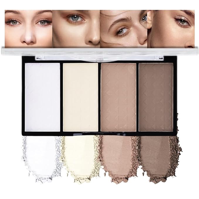 4-Color Contour Makeup Palette, Blush Highlighter Bronzer Powder Kit, Face Cosmetics Gift Set (02#, 1 Count (Pack of 1))-BrightBean Baby