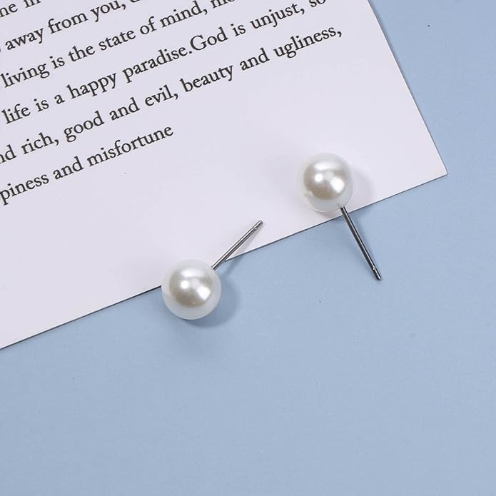 Boho Pearl Studs Earrings Tiny Pearl Earrings Minimalist Earrings Pearl Simple Studs Jewelry for Women Bridesmaid Gifts-BrightBean Baby